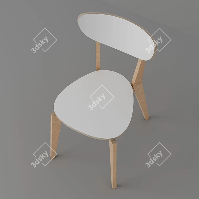 Modern Birch Kitchen Chair 3D model image 2