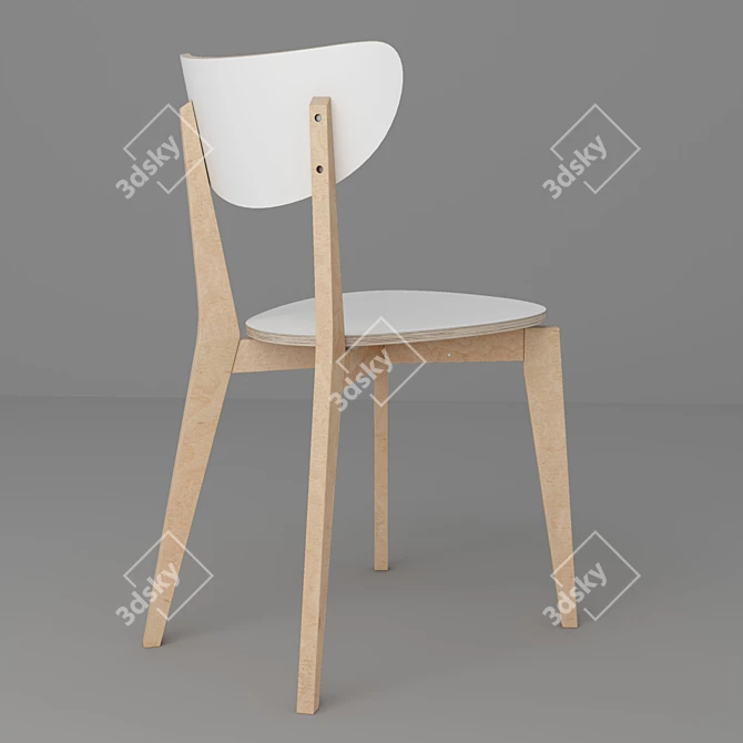 Modern Birch Kitchen Chair 3D model image 3