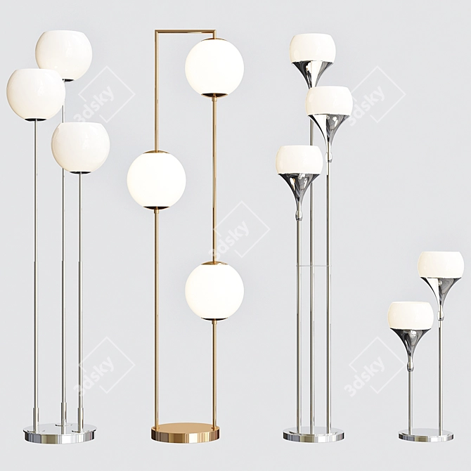 Modern Glass Orb LED Floor Lamp 3D model image 1