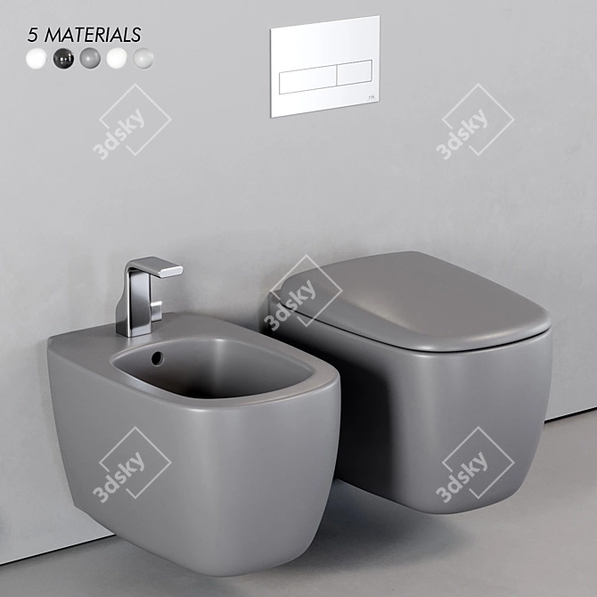 Flaminia Mono Wall-Hung WC & Bidet 3D model image 1