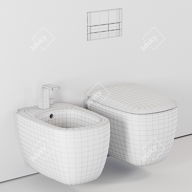 Flaminia Mono Wall-Hung WC & Bidet 3D model image 5