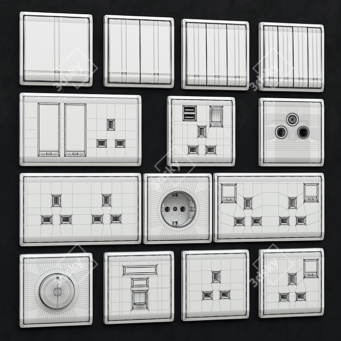 Elegant and Versatile Schneider Pieno White Switches & Sockets 3D model image 2