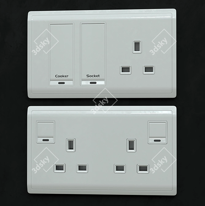 Elegant and Versatile Schneider Pieno White Switches & Sockets 3D model image 4