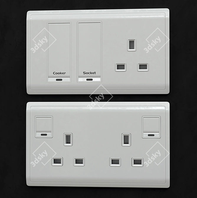 Elegant and Versatile Schneider Pieno White Switches & Sockets 3D model image 7