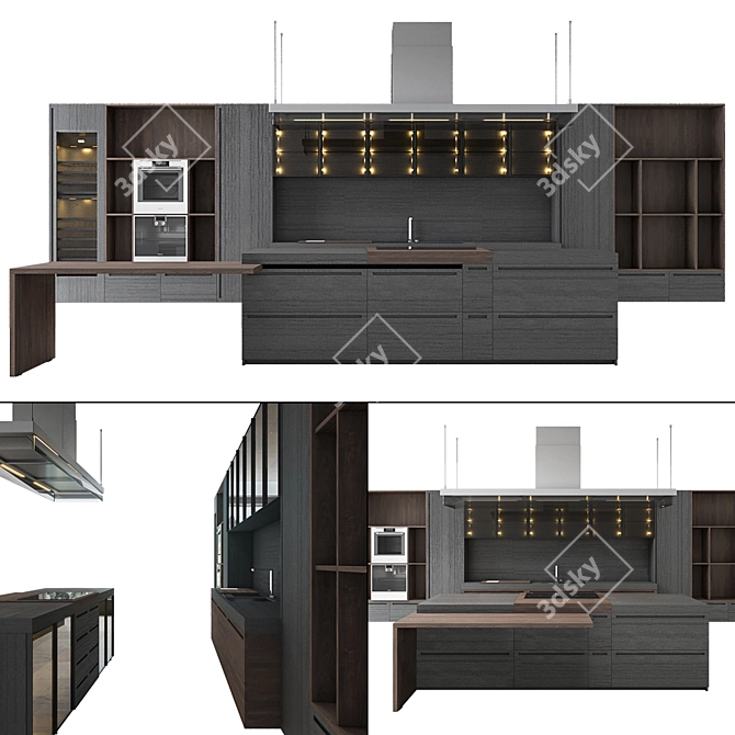 Stylish 51 Kitchen Design 3D model image 1