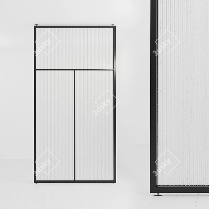 Customizable Glass Partition with Metal Frame and Textured Glass - 62 3D model image 1