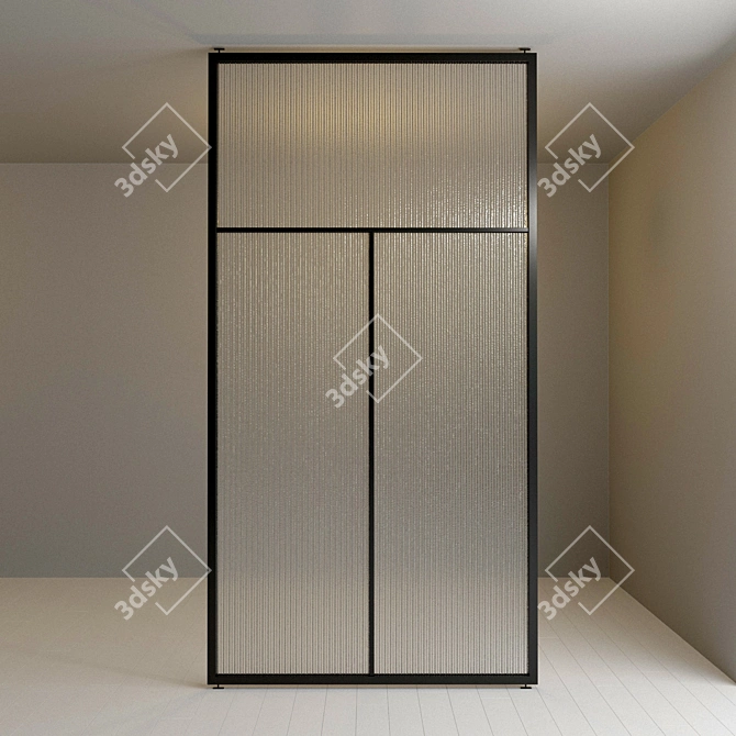 Customizable Glass Partition with Metal Frame and Textured Glass - 62 3D model image 2