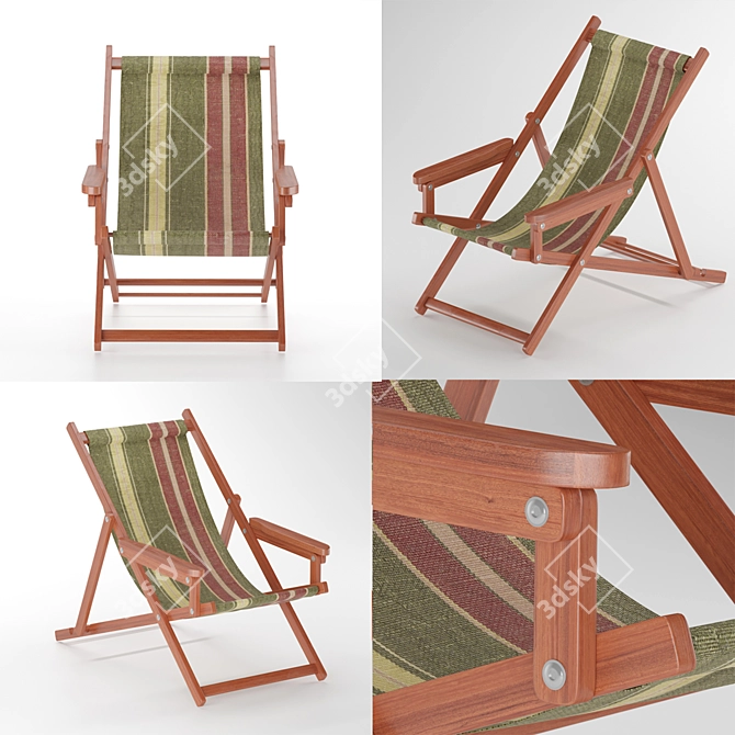 Wooden Beach Chair. Lightweight and Sturdy. 3D model image 1