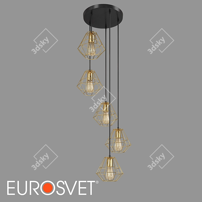 TK Lighting Diamond Gold Pendant Lamp - Elegant and Dazzling 3D model image 1