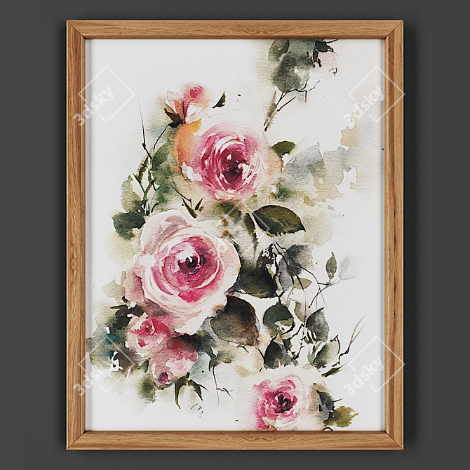 Wooden Frame Artwork 3D model image 1