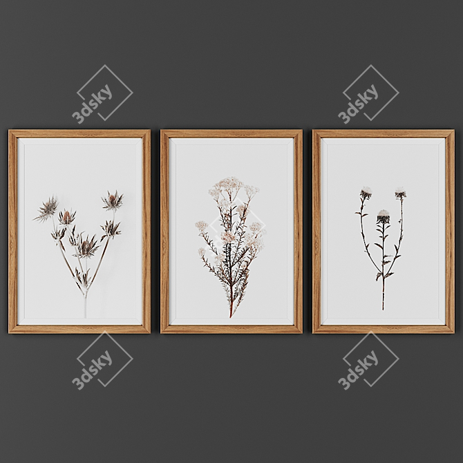 Wooden Frame Picture Set 3D model image 1