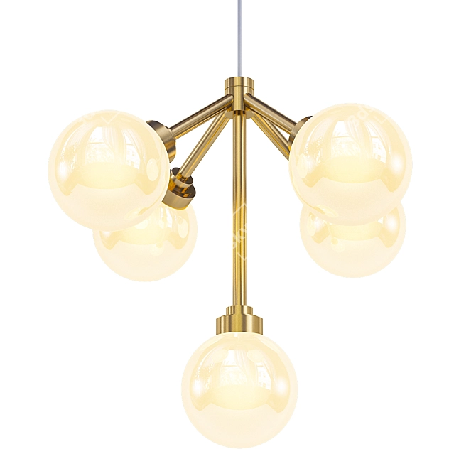 Modern Mini Gold and White Chandelier 3D model image 1