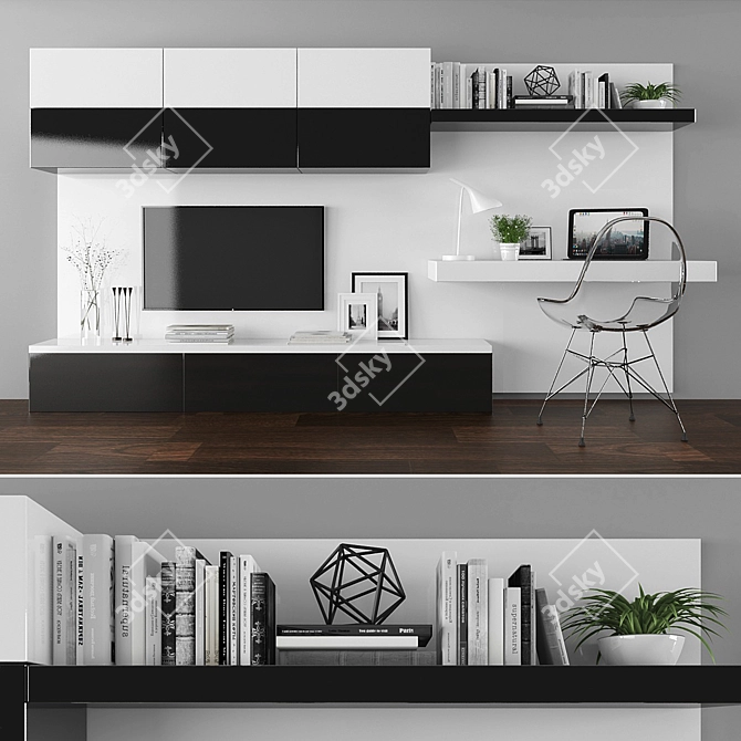 Versatile TV Stand & Workspace Set 3D model image 1