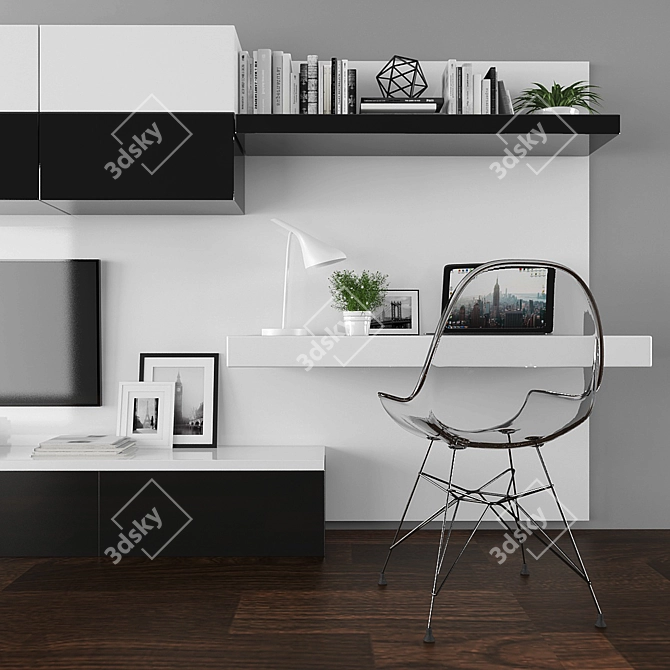 Versatile TV Stand & Workspace Set 3D model image 2