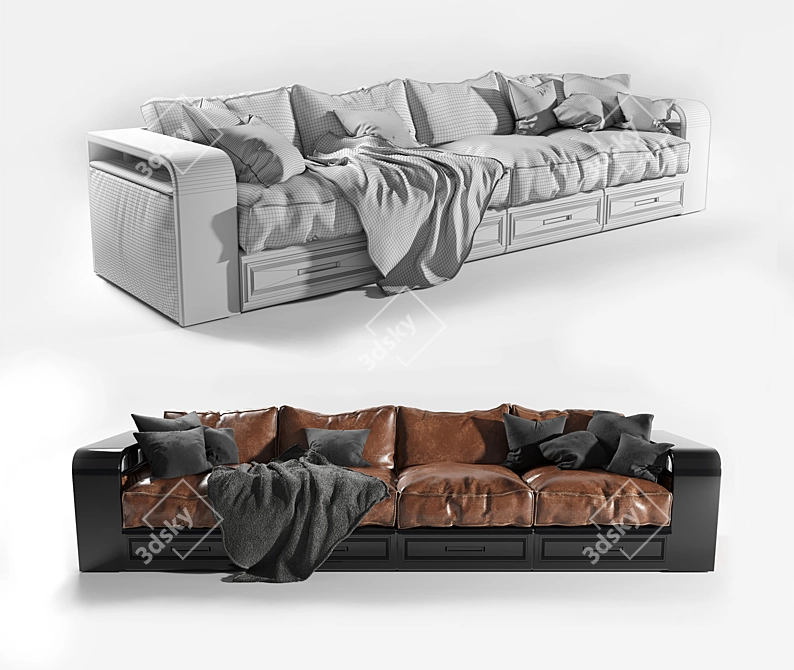 Modern Leather Sofa 3D model image 4