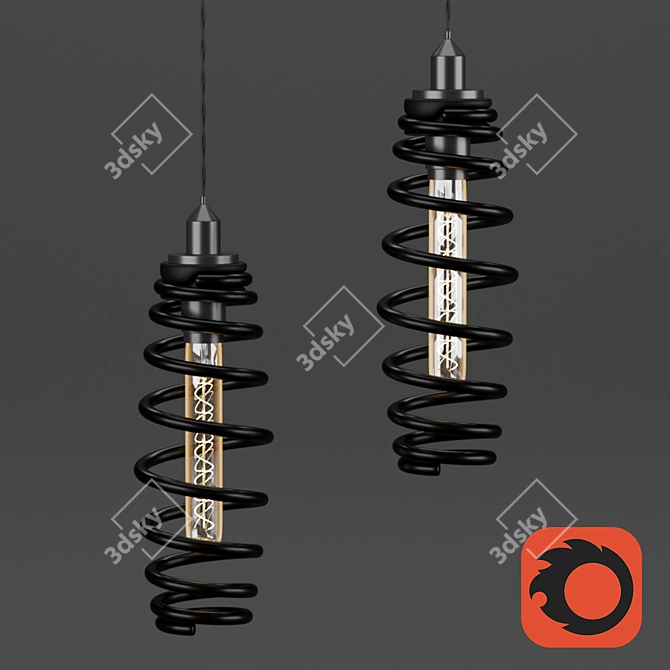 Handmade Car Spring Lamp 3D model image 1