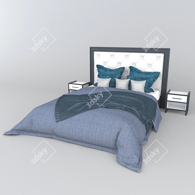 Sleek Contemporary Bed 3D model image 4