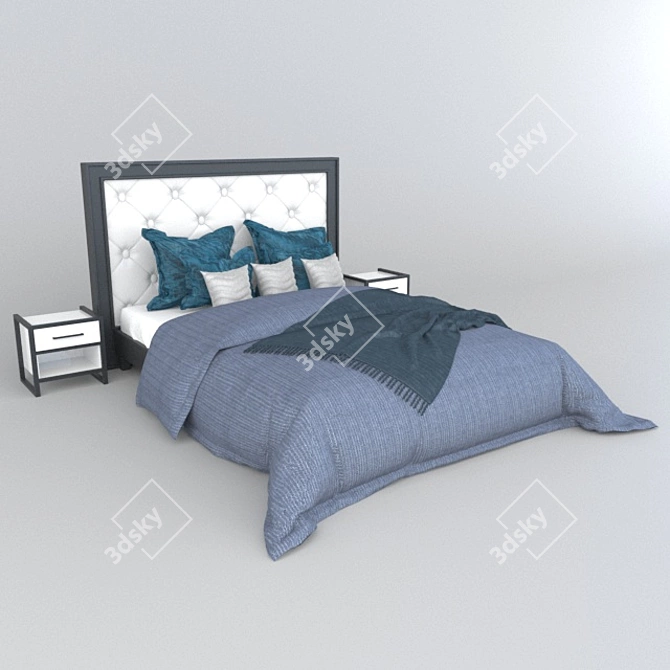 Sleek Contemporary Bed 3D model image 5
