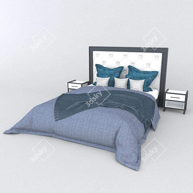 Sleek Contemporary Bed 3D model image 7
