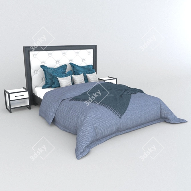 Sleek Contemporary Bed 3D model image 8