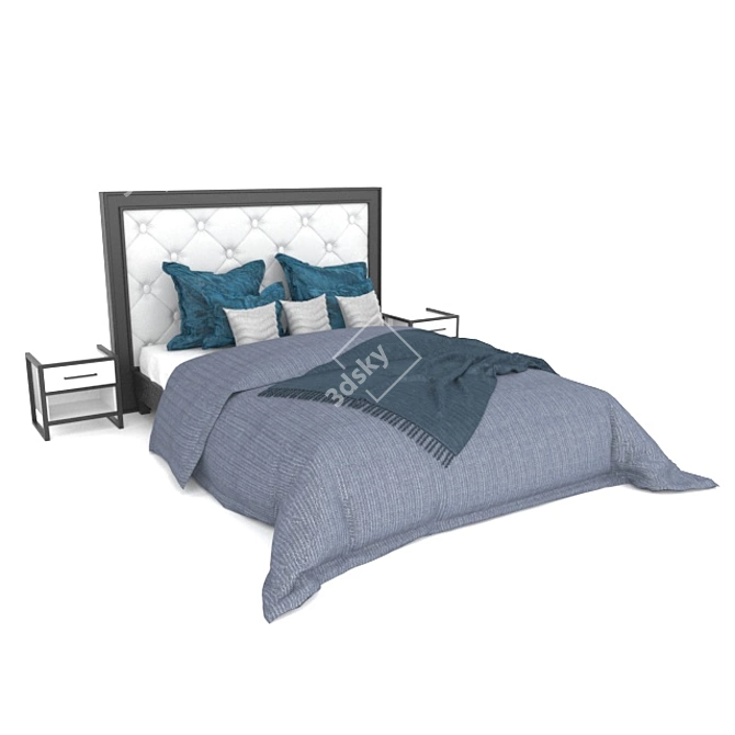 Sleek Contemporary Bed 3D model image 11