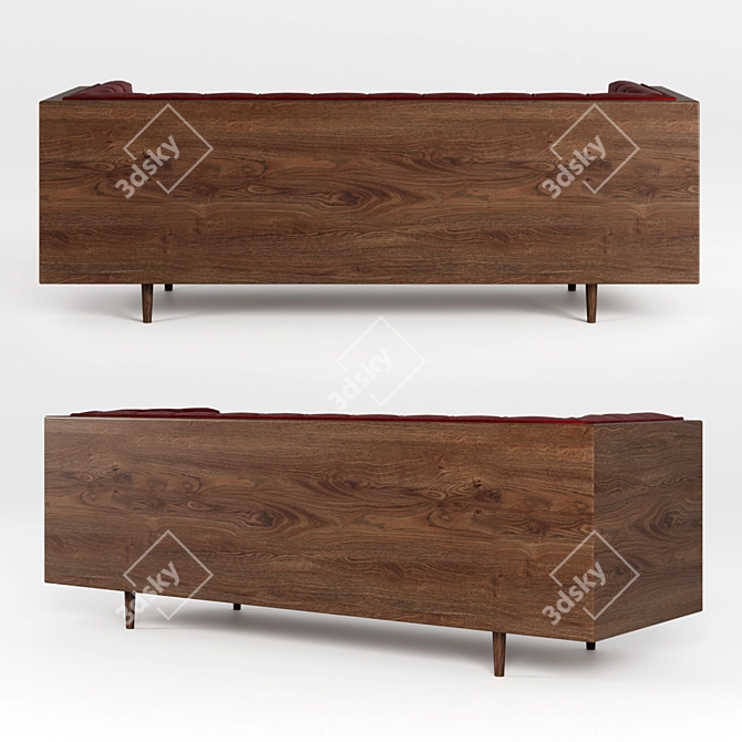 Danish Modern Walnut Encased Sofa 3D model image 3