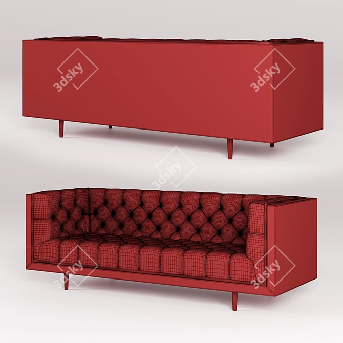 Danish Modern Walnut Encased Sofa 3D model image 4