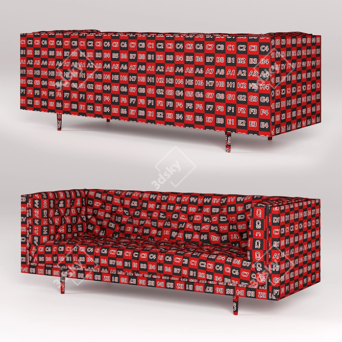 Danish Modern Walnut Encased Sofa 3D model image 5