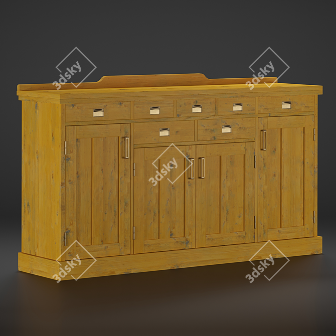 Luxury Yacht Oak Cabinet 3D model image 1