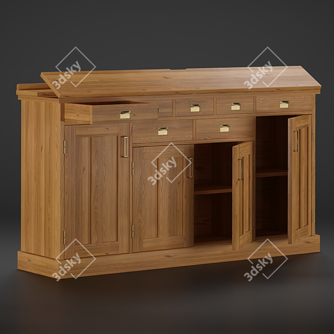 Luxury Yacht Oak Cabinet 3D model image 2