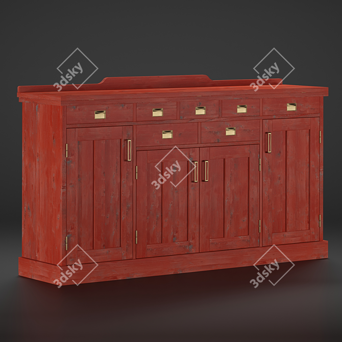 Luxury Yacht Oak Cabinet 3D model image 3