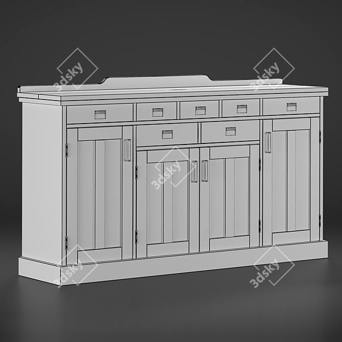 Luxury Yacht Oak Cabinet 3D model image 4