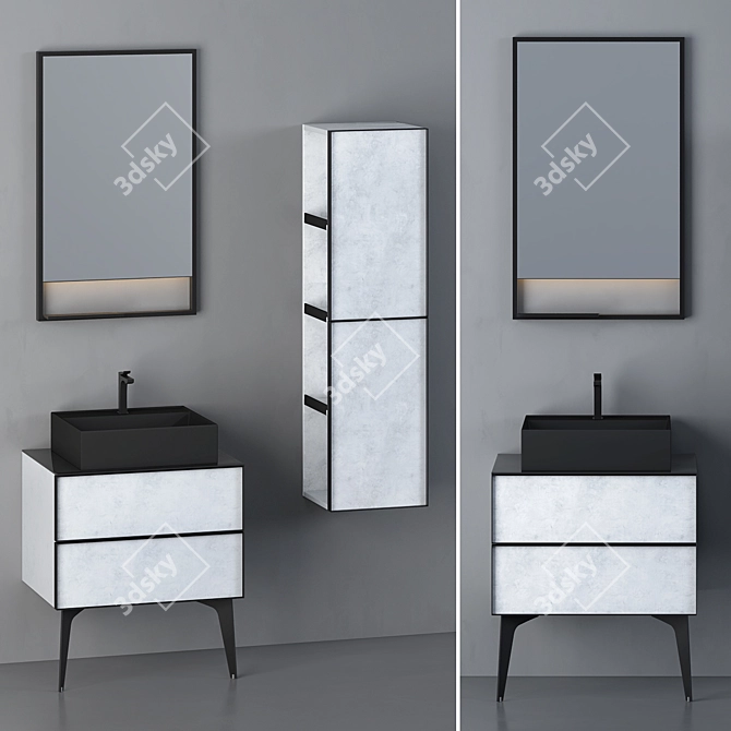 Sleek Modern Bathroom Cabinet 3D model image 1