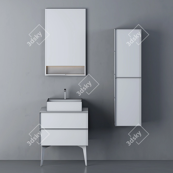 Sleek Modern Bathroom Cabinet 3D model image 3
