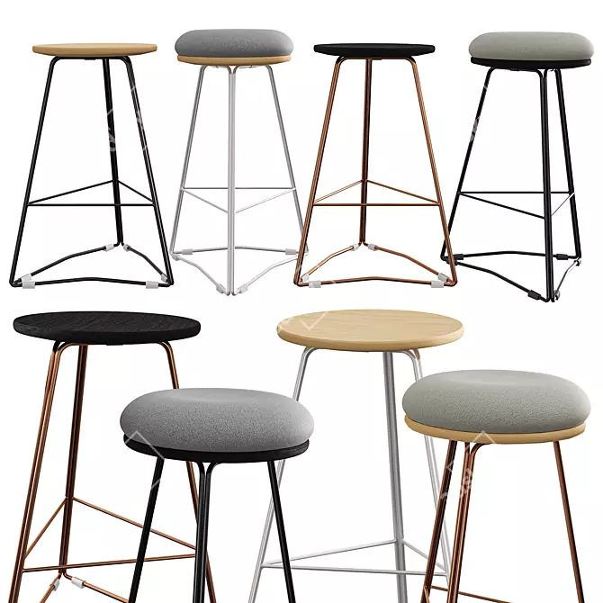 TRI650 Soft Top Stool: Sleek, Stylish, and Sturdy 3D model image 1