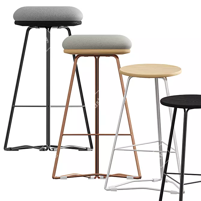 TRI650 Soft Top Stool: Sleek, Stylish, and Sturdy 3D model image 2