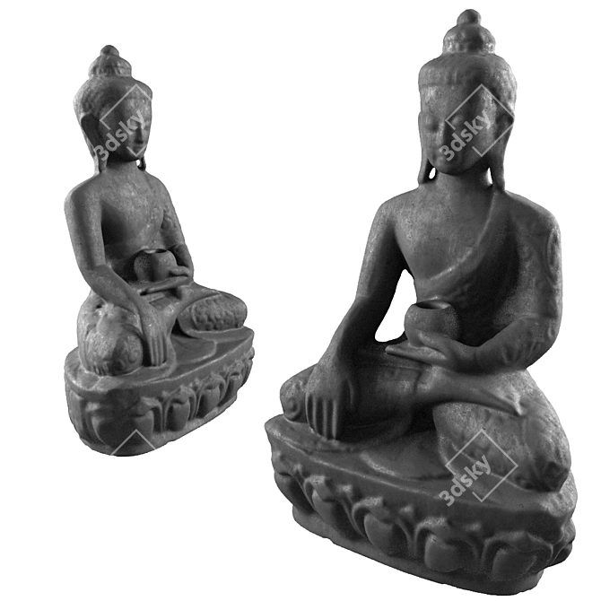 Serene Buddha Decoration Statue 3D model image 1