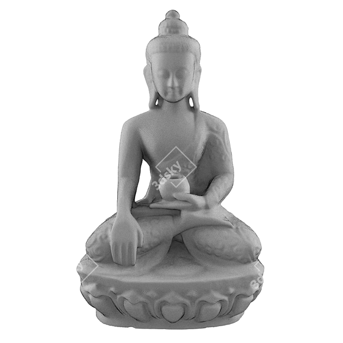 Serene Buddha Decoration Statue 3D model image 2