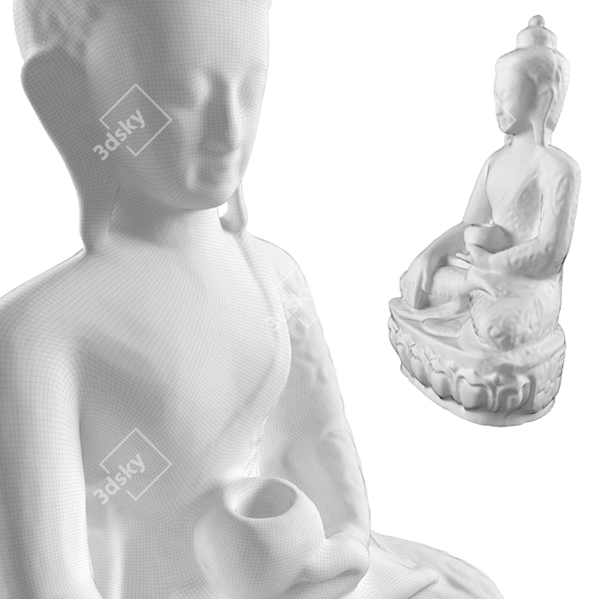 Serene Buddha Decoration Statue 3D model image 3