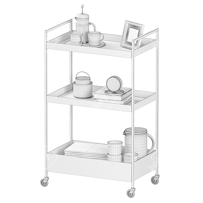 Sleek Nissafors Trolley - 50.5x30x83 cm 3D model image 2