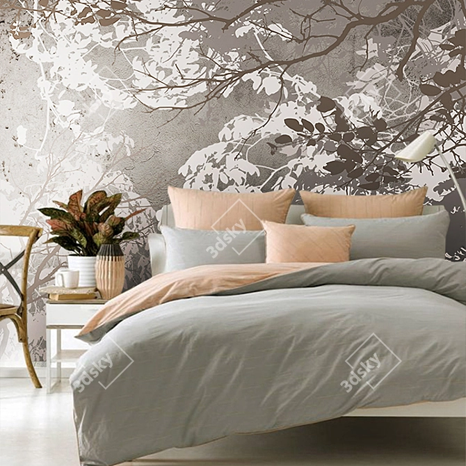 Elegant Nature-inspired Vetve Wallpaper 3D model image 2