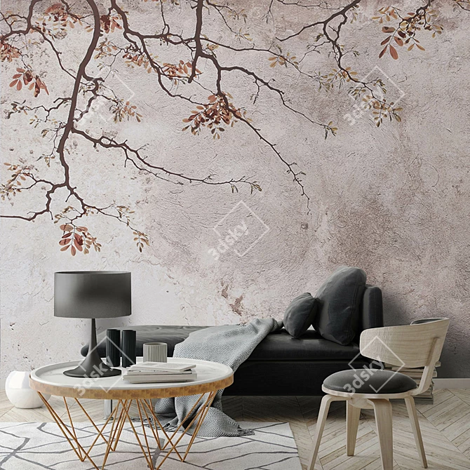 Elegant Nature-inspired Vetve Wallpaper 3D model image 3