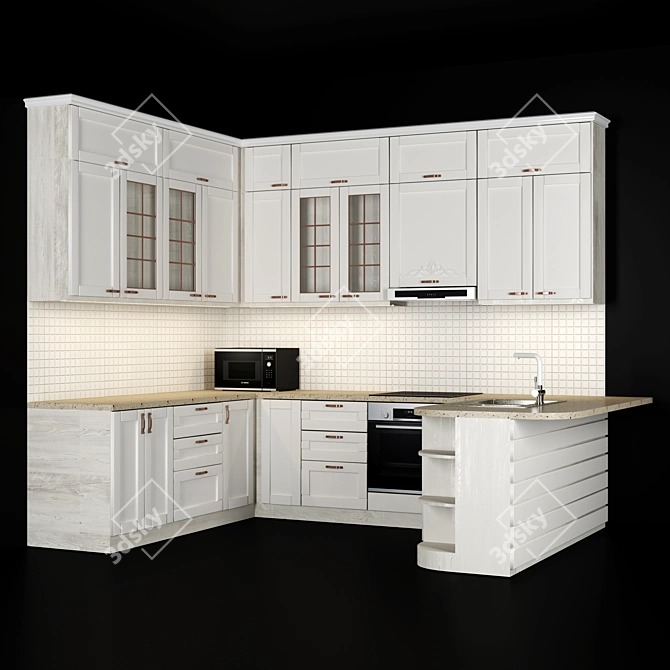 Sleek 3-Piece Kitchen Set 3D model image 1