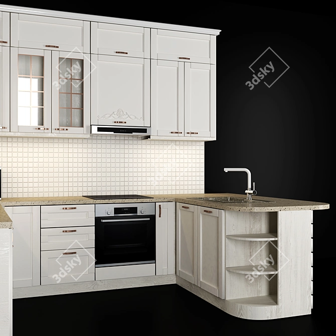 Sleek 3-Piece Kitchen Set 3D model image 2