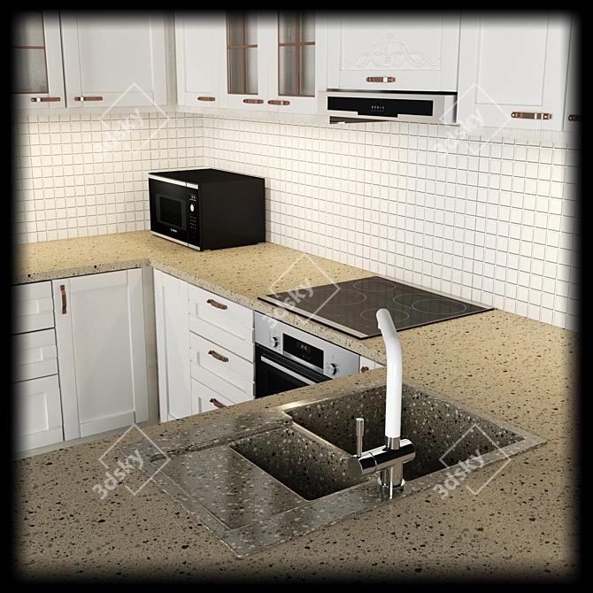 Sleek 3-Piece Kitchen Set 3D model image 3