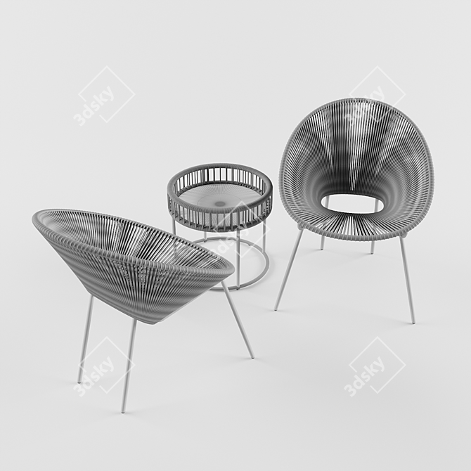 Elegant Salsa Chairs & Table 3D model image 5