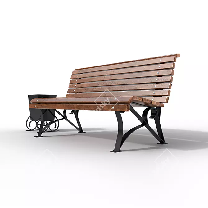 Title: Park Benches with Urns 3D model image 2