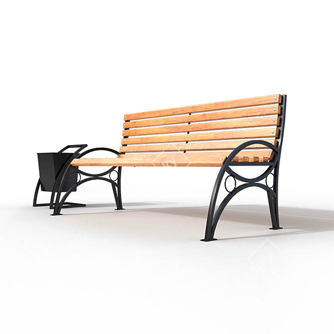 Title: Park Benches with Urns 3D model image 3
