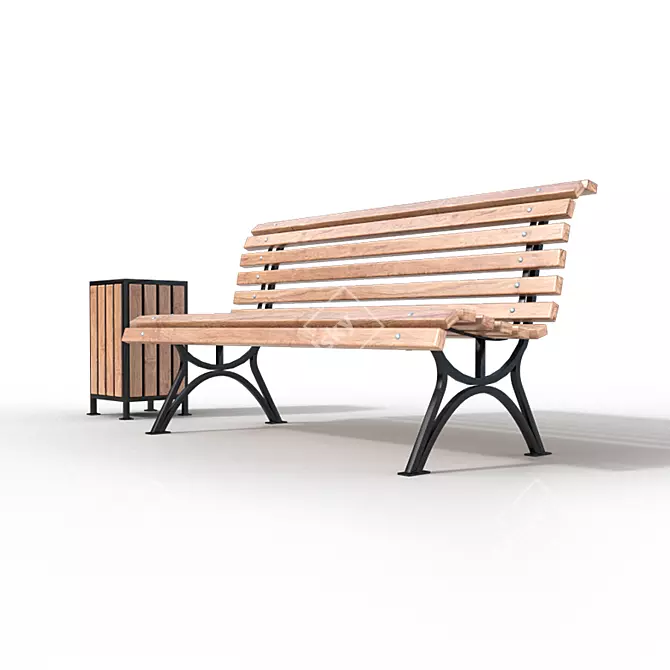 Title: Park Benches with Urns 3D model image 4