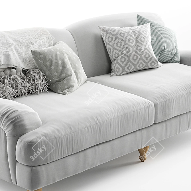 Elegant Rose Fabric Sofa 3D model image 2